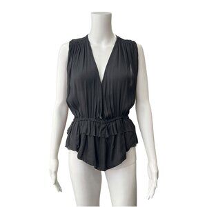 $525 Isabel Marant RARE Black Peplum Ruffle Abigail Blouse Tank Top size FR 36/4